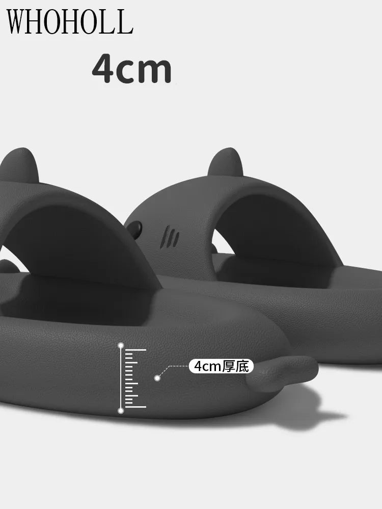 4cm Thick Sole Man Women Shark Slippers Size 46 47 2023 Summer Home Anti-skid Couple Indoor Household Funny Slipper
