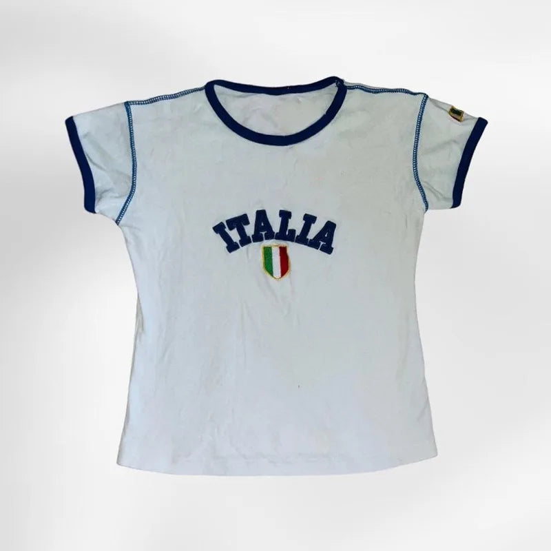 European and American T-shirts Harajuku fashion Embroidery crop tops gothic clothing tops women Minimalist Style T-shirt Top