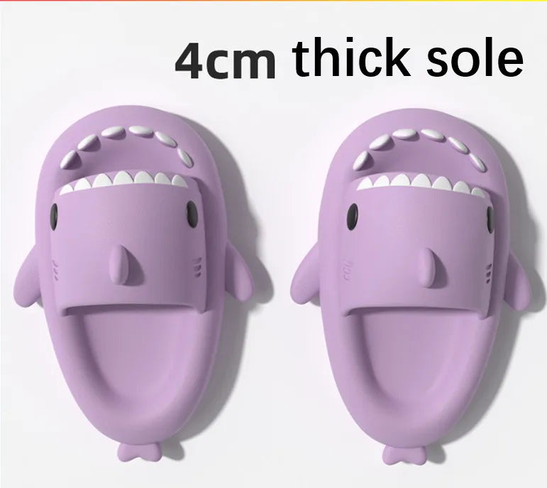 4cm Thick Sole Man Women Shark Slippers Size 46 47 2023 Summer Home Anti-skid Couple Indoor Household Funny Slipper